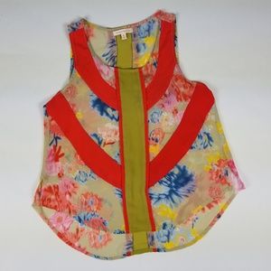 Margo & Sebastian Floral Sheer Dress Tank